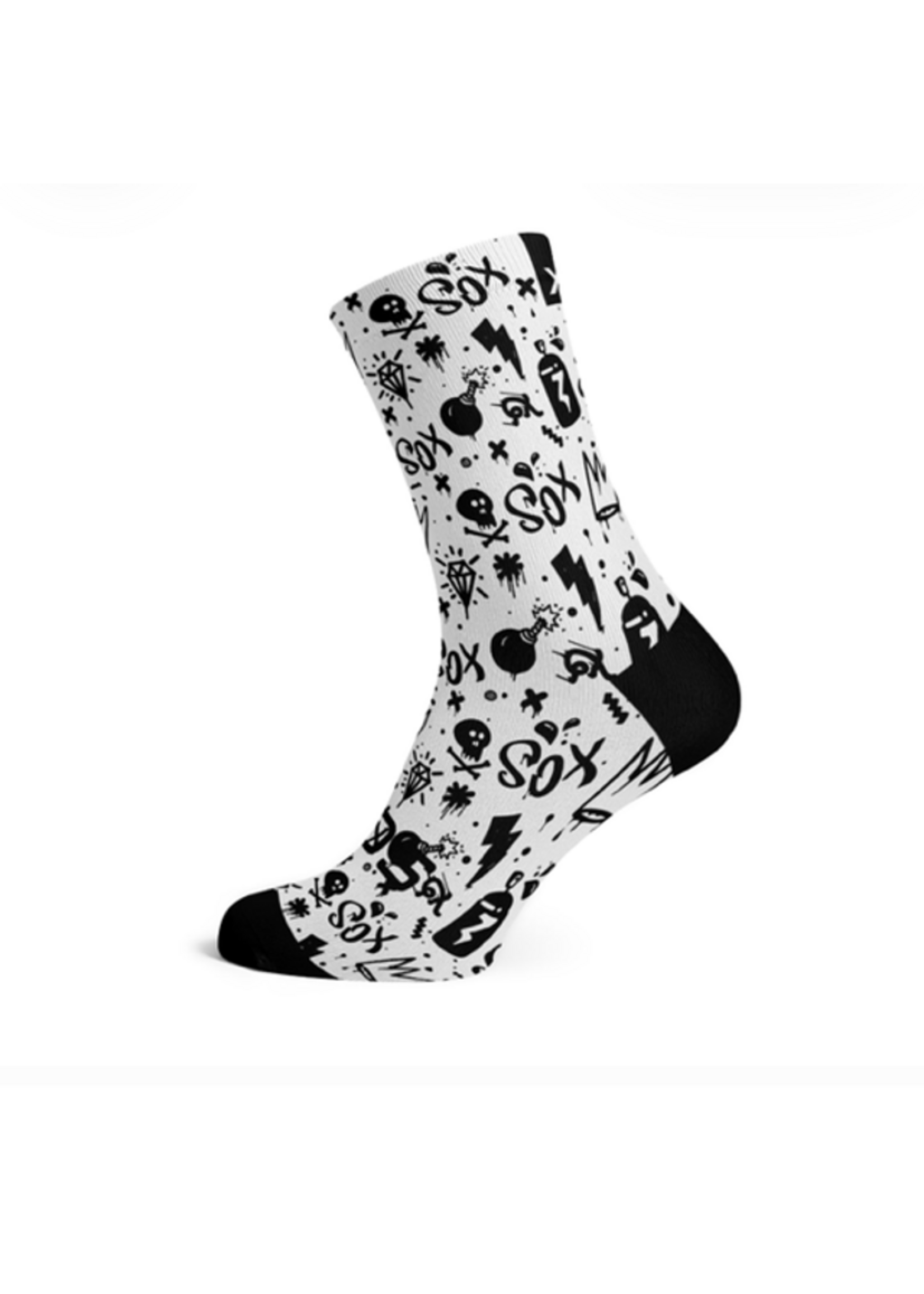 Sox Sox Doodle White Crew Socks
