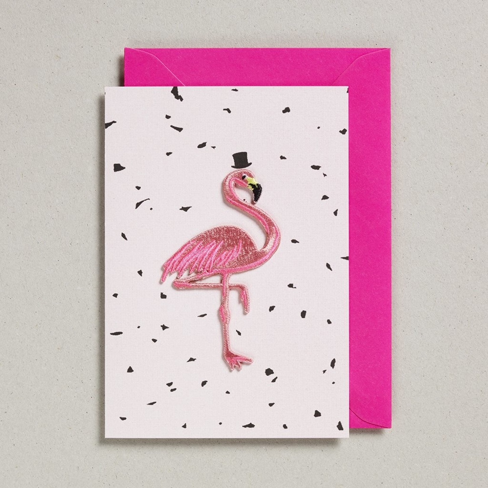 Petra Boase Petra Boase Wenskaart met opstrijk patch Flamingo