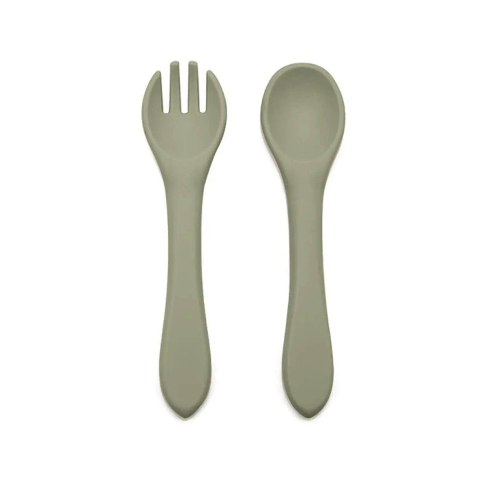 Tryco Tryco Silicone Spoon & fork set Olive grey