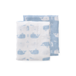 Fresk Fresk Set van 2 swaddles 120x120cm Whale blue