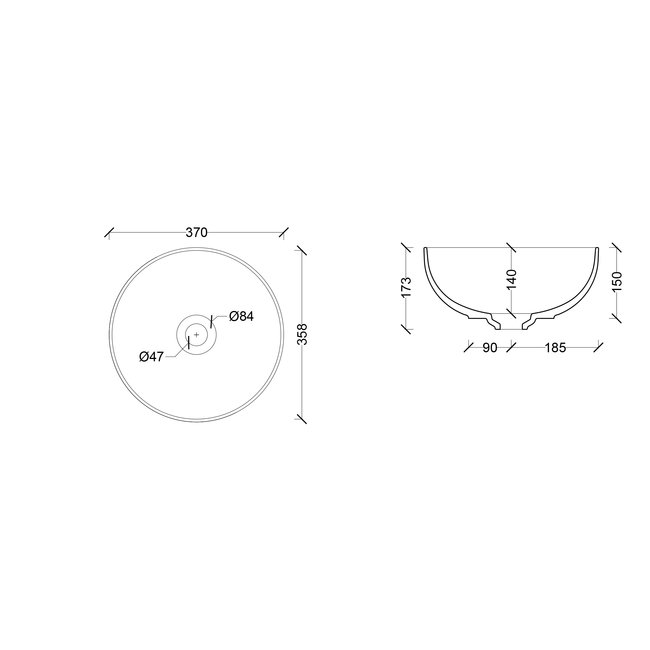 Xenz George waskom  rond 37 cm keramisch verschillende kleuren