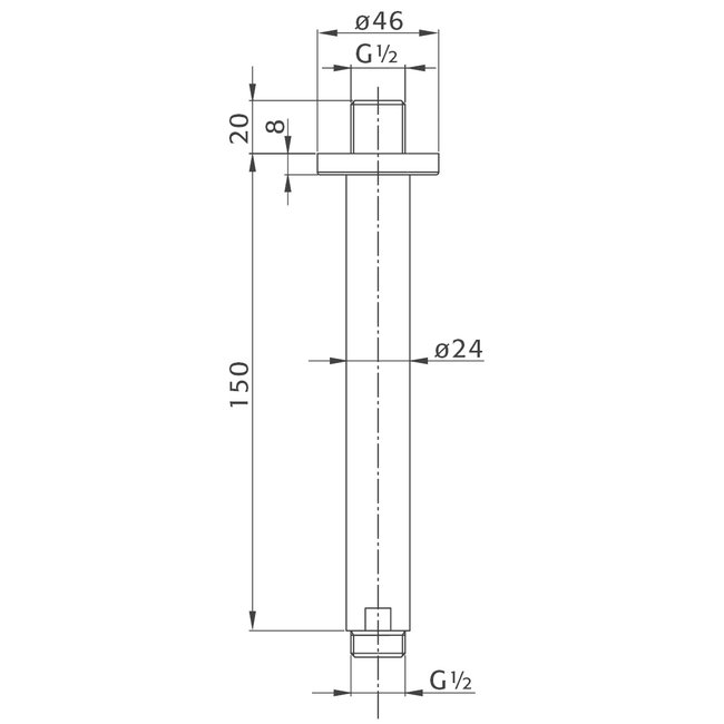 Xenz Pure plafondaansluiting voor hoofddouche 150mm chroom