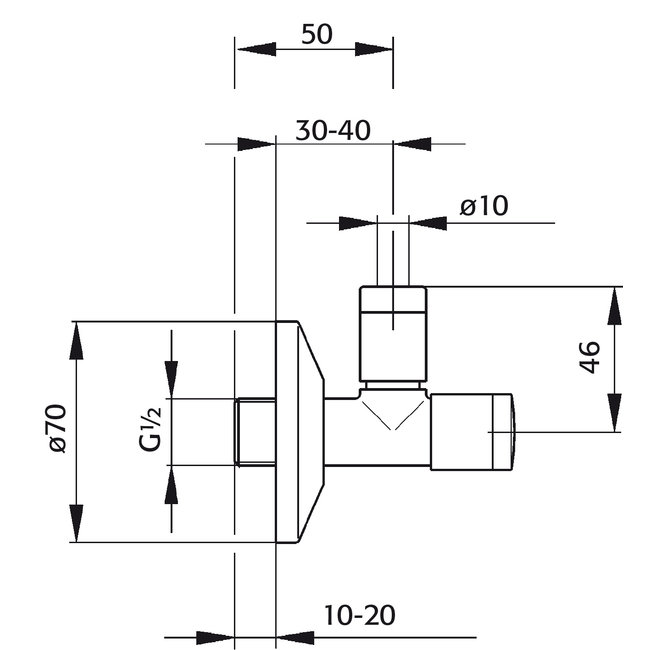 Xenz Pure stopkraan PU5506 rond chroom of zwart mat