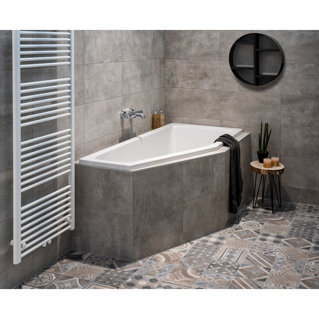 Xenz Lagoon acryl hoekbad links of rechts wit met verstelbare poten