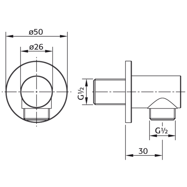 Xenz Pure wandaansluiting PU5935 chroom of zwart mat