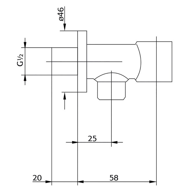Xenz Pure wandaansluiting met houder PU5501 chroom