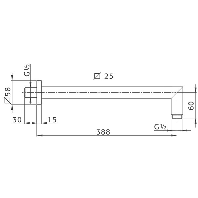 Xenz Pure wandarm vierkant 40 cm chroom