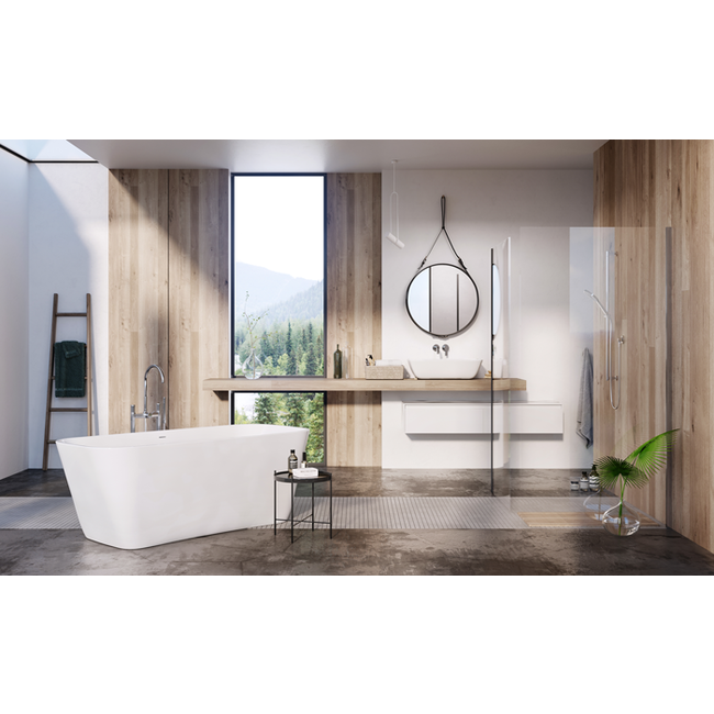 Xenz Sio Solid Surface vrijstaand bad 180x90x66 cm met sleufoverloop wit