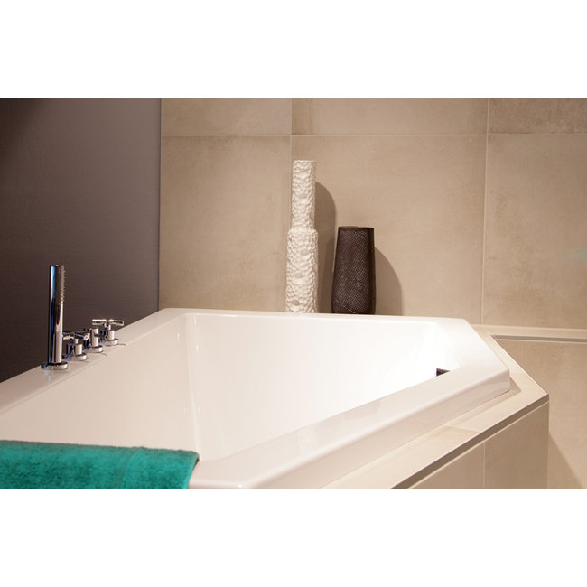 Xenz Society 160 inbouw hoekbad  acryl 160x90x50 cm met verstelbare poten wit