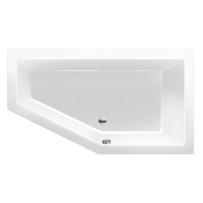 Xenz Society 160 inbouw hoekbad  acryl 160x90x50 cm met verstelbare poten wit