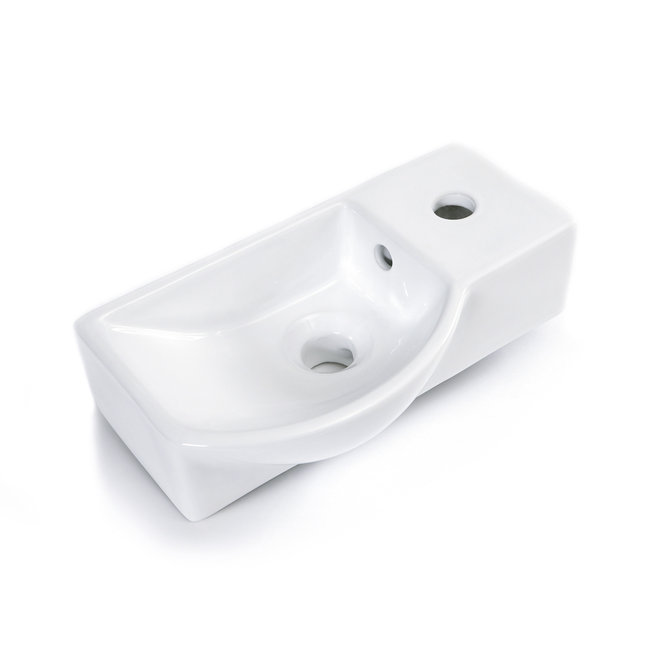 Luca wandfontein van keramiek 40x22x12 cm met of zonder kraangat L+R te plaatsen wit glans