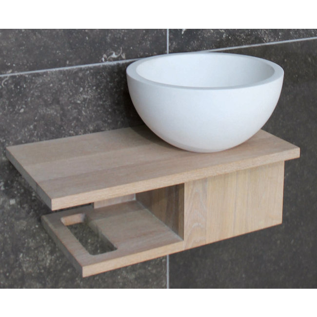 Luca fonteinset met opzetkom 35x18,5 cm wit mat of glans (gespiegeld mogelijk)