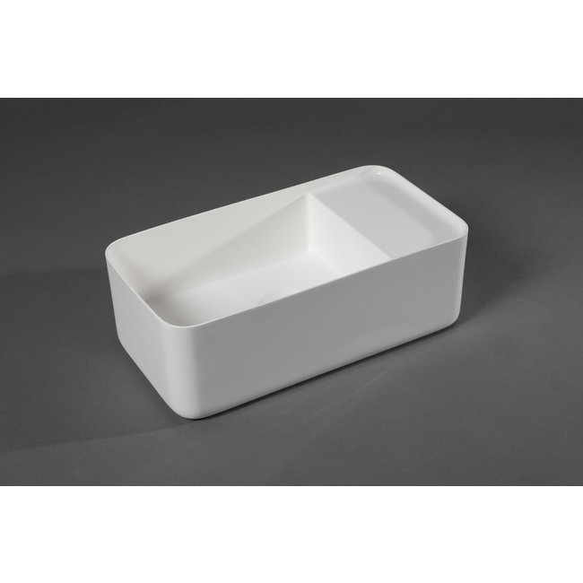 Luca Solid Surface fontein rechthoek zonder kraangat 35x18,5x12 cm ophang doorboren wit (mat)