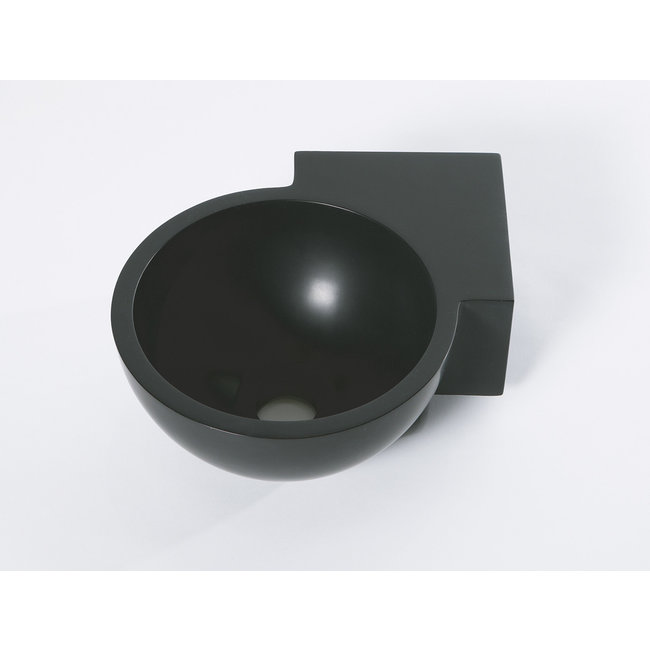 Luca Solid Surface hoekfontein rond 28x28x12 cm zonder kraangat (zelf doorboren) mat wit of antraciet