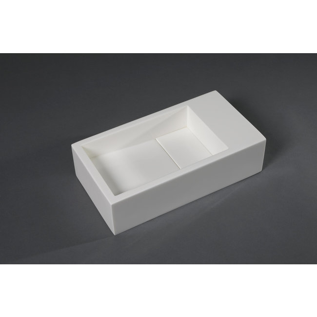 Luca Solid Surface fontein zonder kraangat rechthoek 35x18,5x9 cm ophang doorboren wit mat of antraciet mat