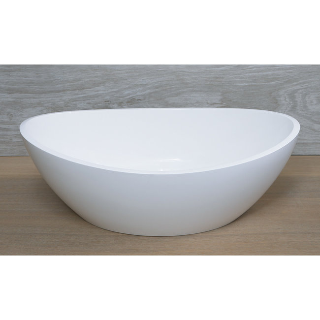 Luca Mineral Stone opzetwastafel ovaal 55x34x17,2 cm wit glans