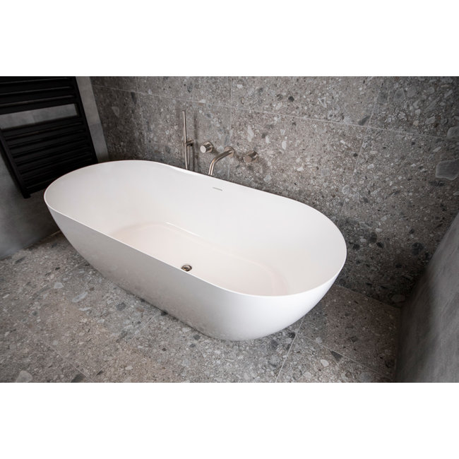 Luca Vasca  Mineral Stone vrijstaand bad met dunne rand 175x80x58 cm wit glans