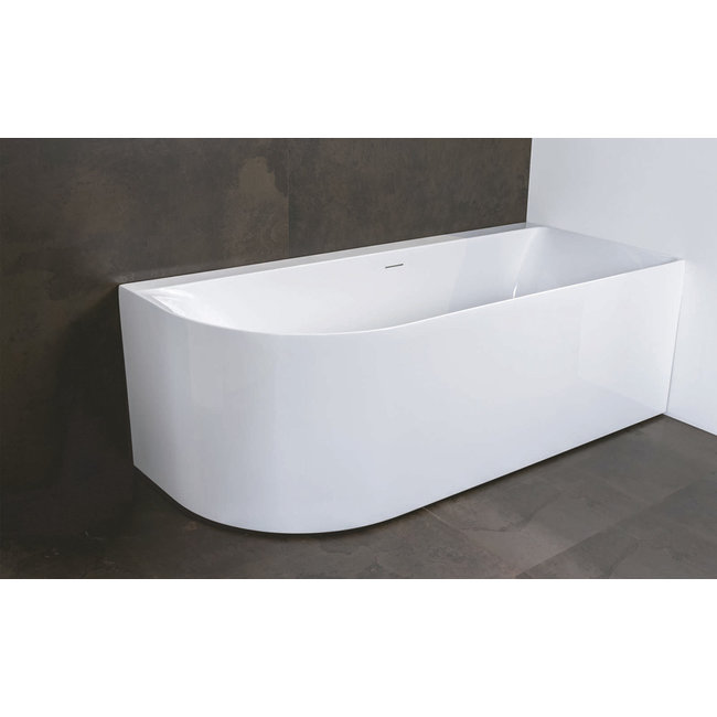 Luca Primo half vrijstaand hoekbad 165x75x60 cm  links of rechts acryl hoogglans wit