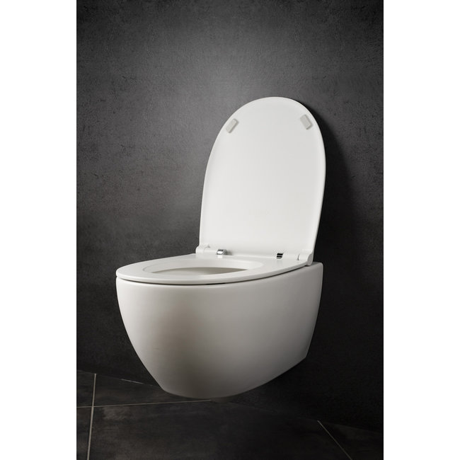 Globo 4All wandcloset zonder spoelrand 54x36 cm + toiletzitting