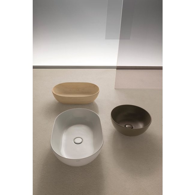 Globo opzetwastafel T-Edge ovaal zonder overloop diverse maten wit glans