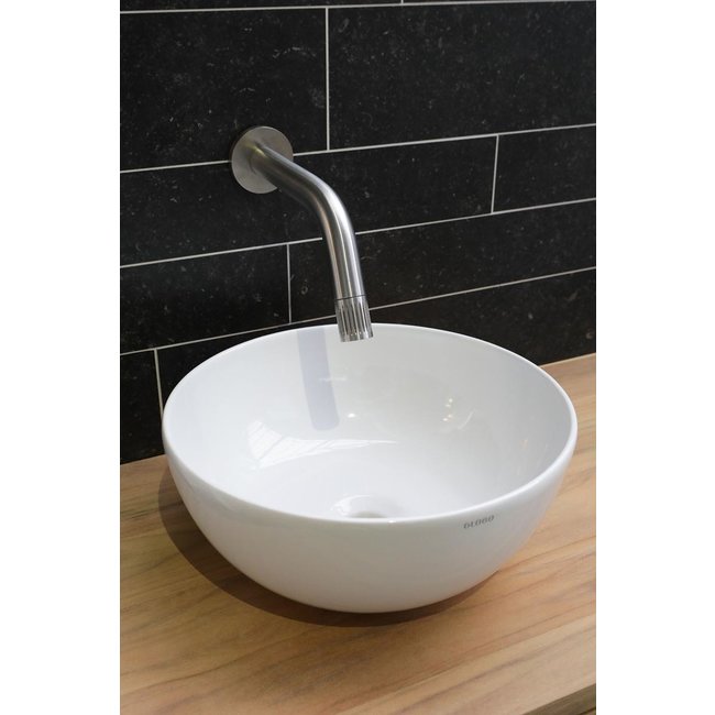 Globo opzetwastafel T-Edge rond 37x37x16 cm zonder overloop wit glans