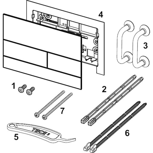 TECEsquare II wc-bedieningsplaat van metaal voor duospoeltechniek in verschillende kleuren