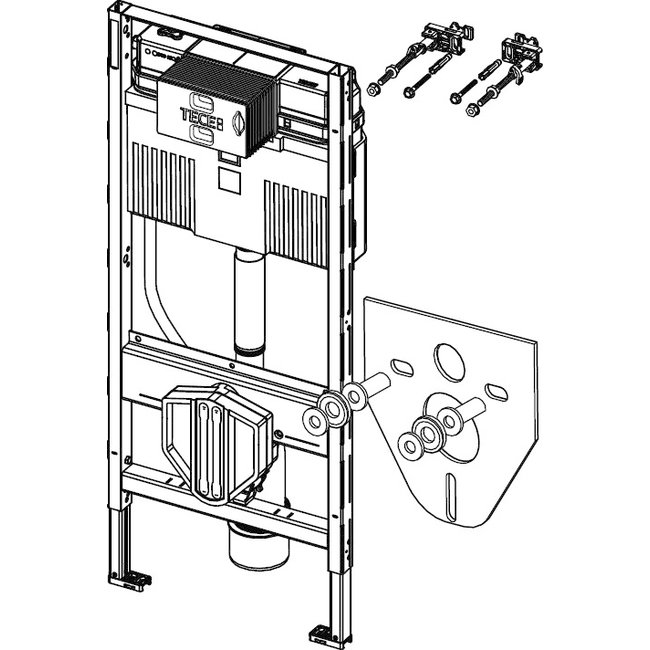TECE inbouwframe met Uni-spoelkast voor frontbediening bouwhoogte 112 cm