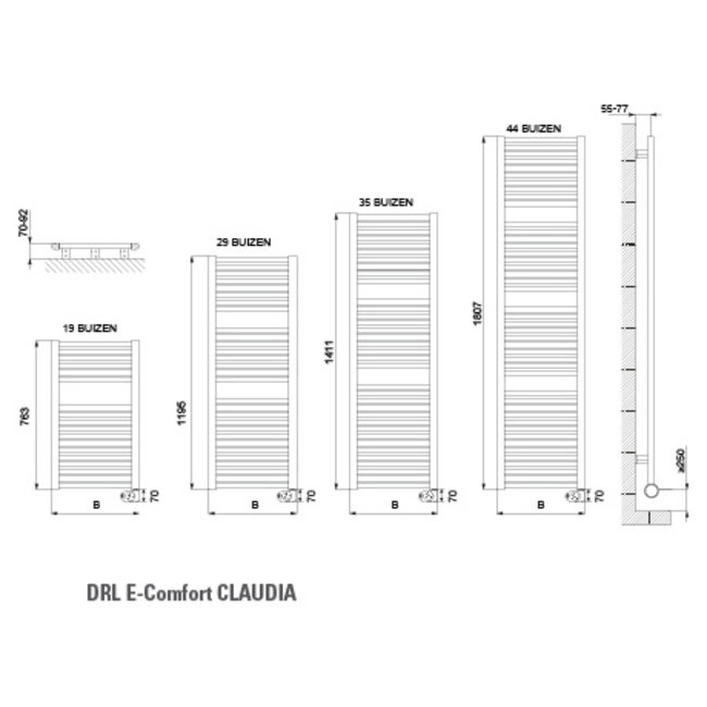 DRL elektrische radiator E-Comfort Claudia EcoDesign DIGI