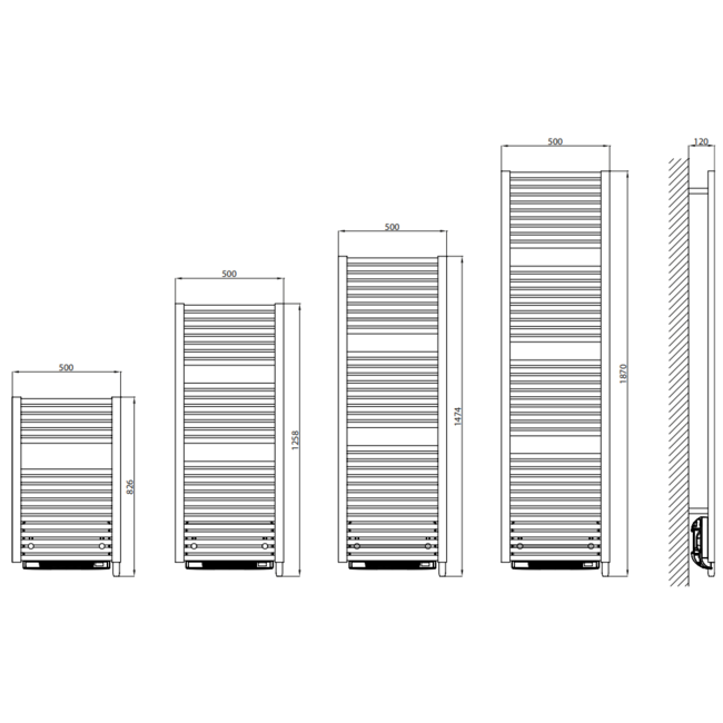 DRL elektrische radiator E-Comfort Claudia EcoDesign DIGI Blow in diverse afmetingen