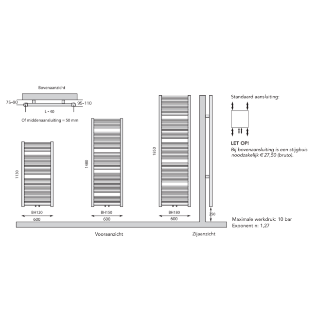 Instamat handdoekradiator Base