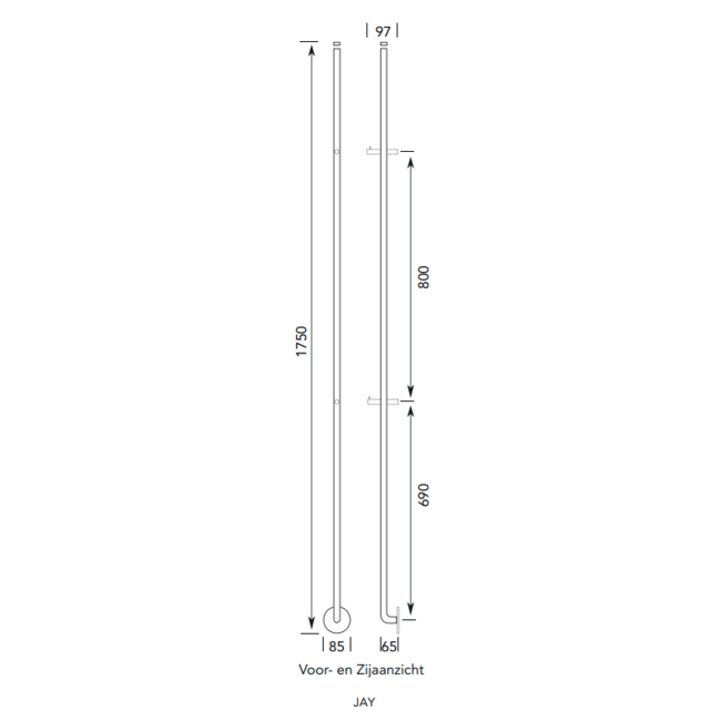 Instamat elektrische handdoekradiator Jay met een vermogen van 29 watt in diverse kleuren