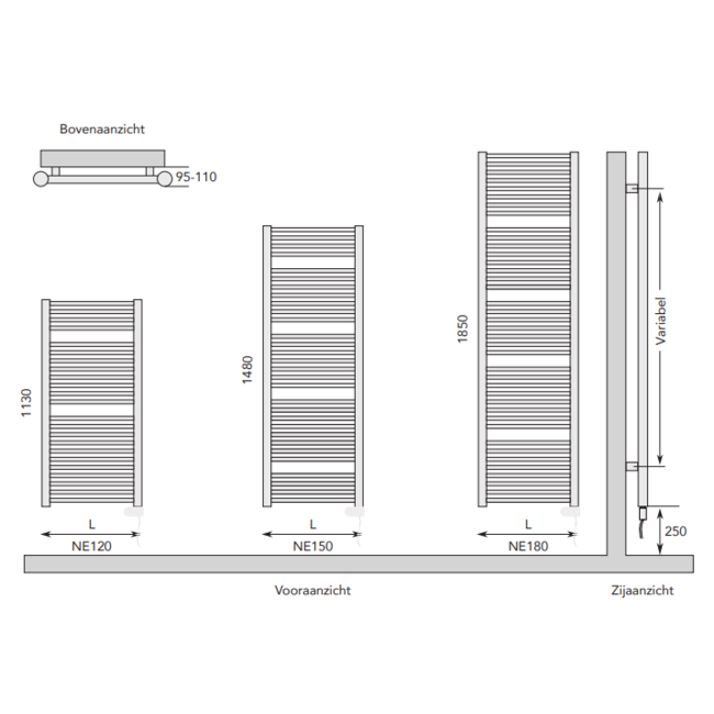 Instamat elektrische handdoekradiator Nera
