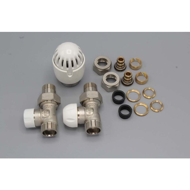 Instamat standaard thermostische aansluitset messing/vernikkeld