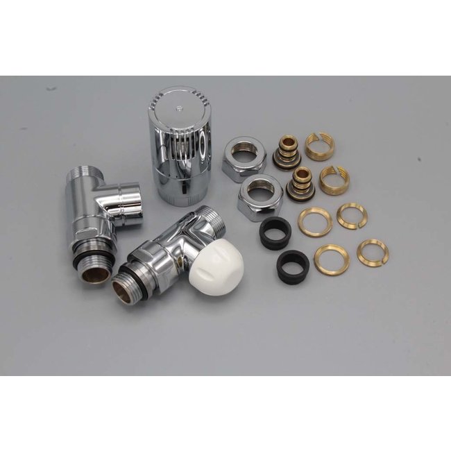 Instamat thermostatische  aansluitset ½" chroom haaks of recht
