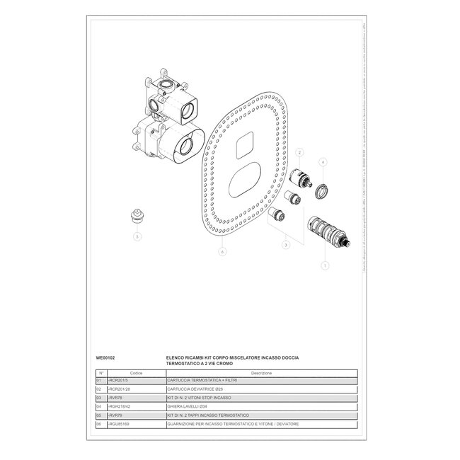 Alberi One inbouwdeel voor 2-weg thermostaat
