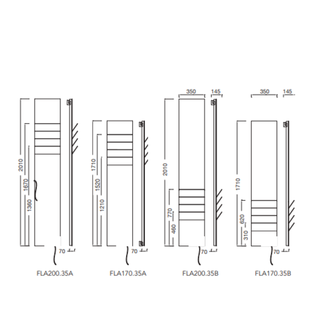Instamat elektrische designradiator Flaps diverse afmetingen
