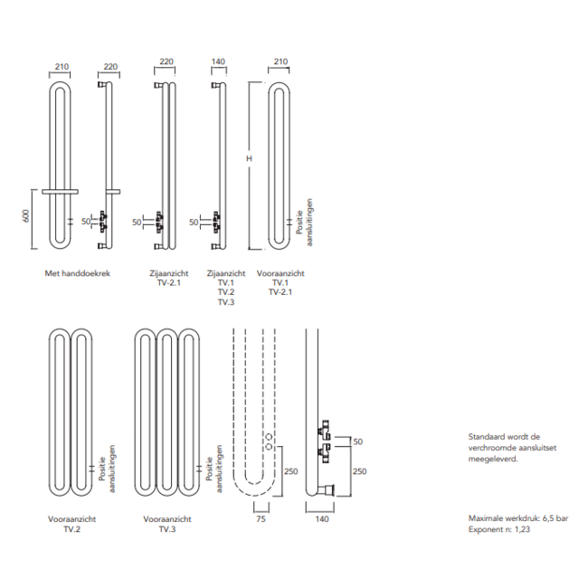 Instamat verticale designradiator Tubone V met dubbele buizen