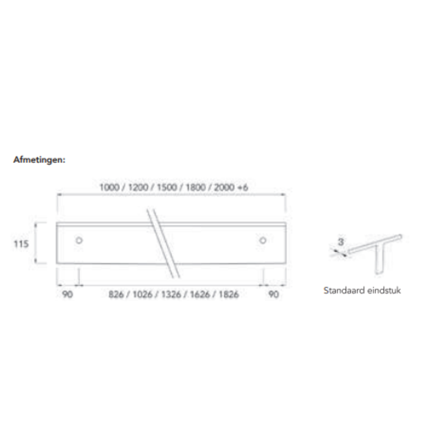 Instamat horizontale elektrische designradiator T1M diverse afmetingen