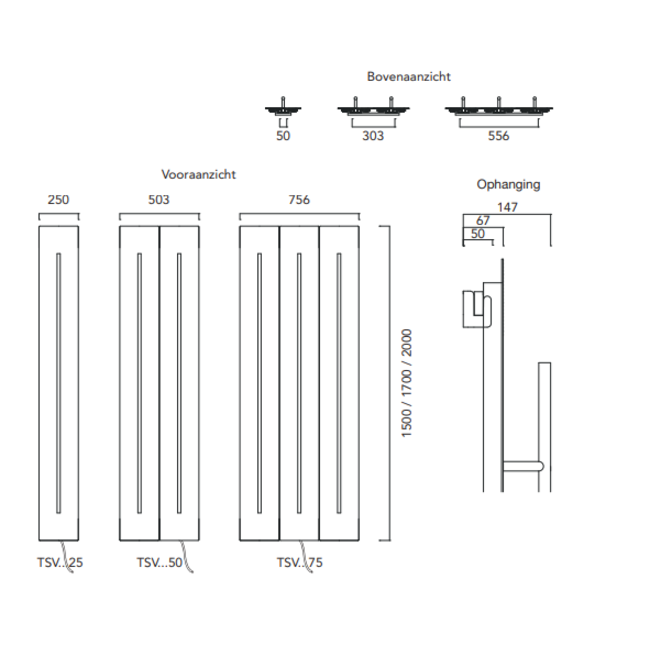 Instamat elektrische designradiator Teso V