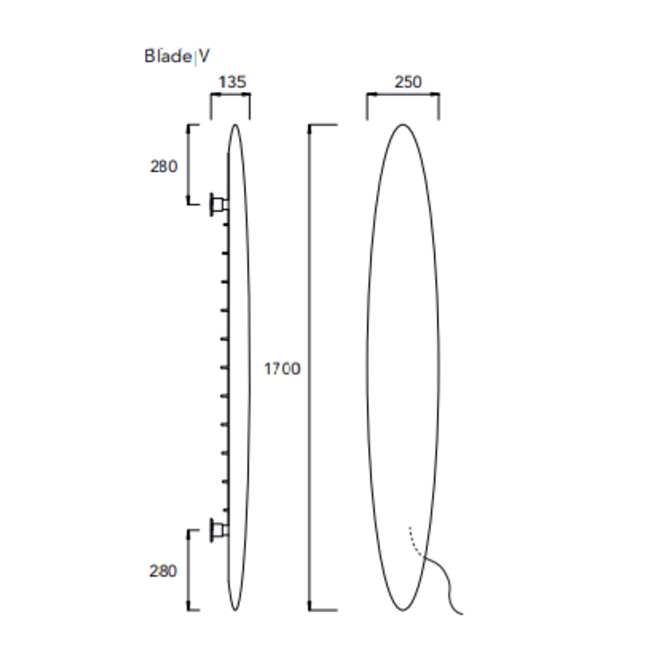 Instamat elektrische designradiator Blade in afmeting 170x25 cm