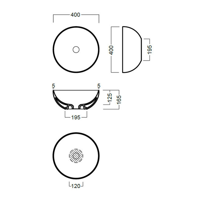 Alberi Faggio opzetwastafel rond 40x40x16,5 cm in diverse kleuren