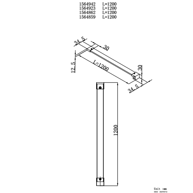 Alberi Abete stabilisatiestang voor douchewand 120 cm chroom