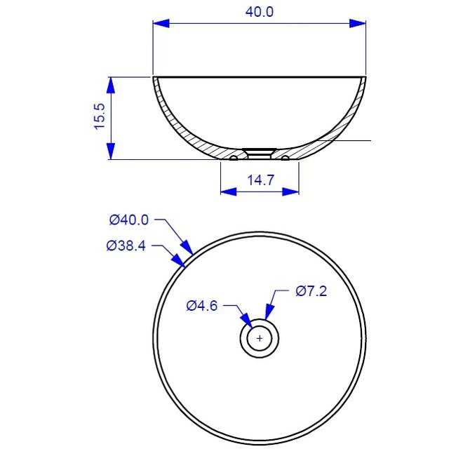 Alberi Opalus opzetwastafel rond 40x40x15,5 cm in kleur mat wit