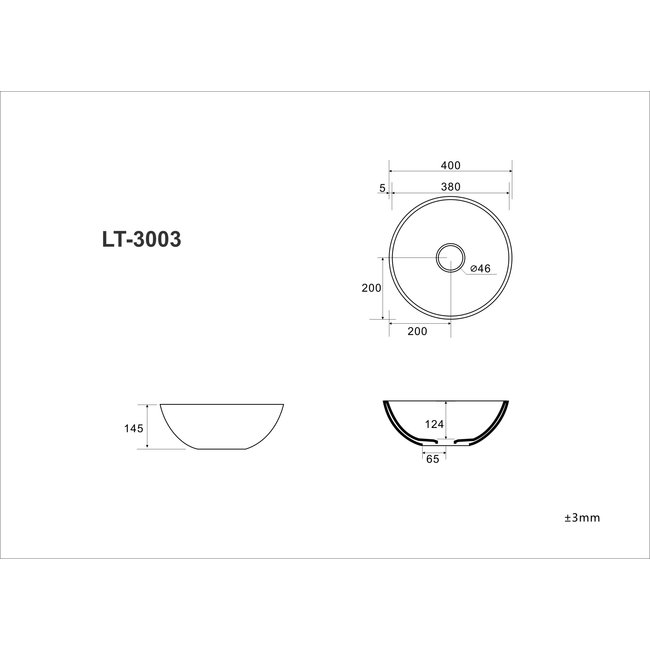 Alberi Acero ronde opzetwastafel wit in twee maten