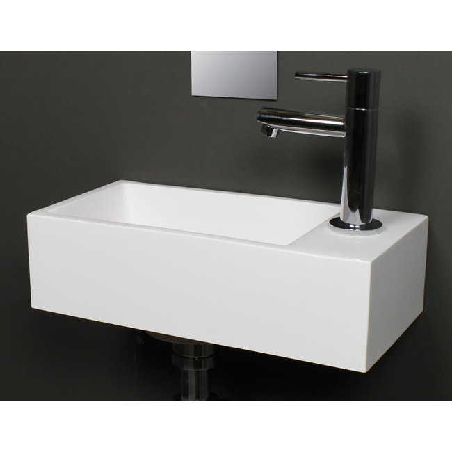 Alberi Ilex ComforStone wandfontein 36x18x9 cm met kraangat L+R te plaatsen mat wit