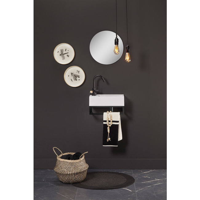 Alberi Ilex ComforStone wandfontein 36x18x9 cm met kraangat L+R te plaatsen mat wit