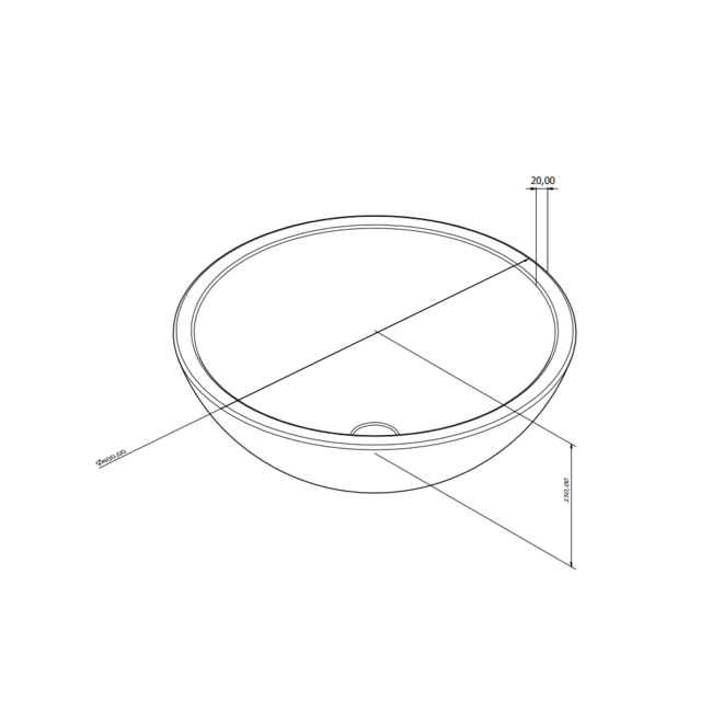 Alberi Ilex opzetwastafel rond 40x40x15 cm in de kleur blue stone