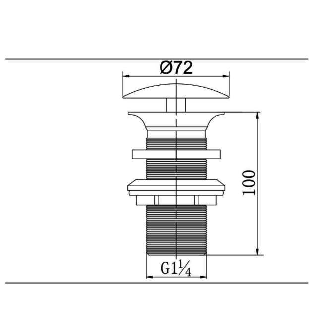 Alberi Cipresso wastafelplug 1.1/4" lange schacht niet afsluitbaar chroom