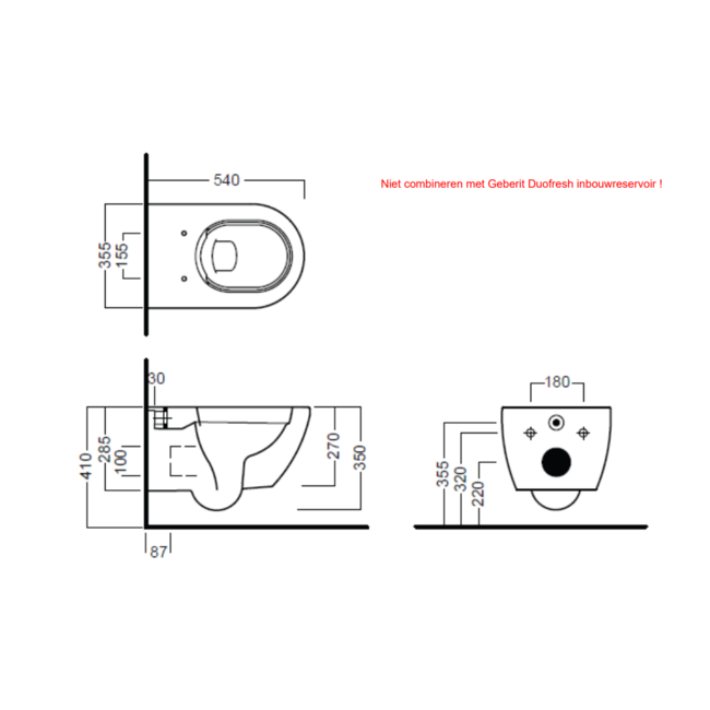 Alberi Robur wandcloset Rimless 54x35 cm in diverse kleuren
