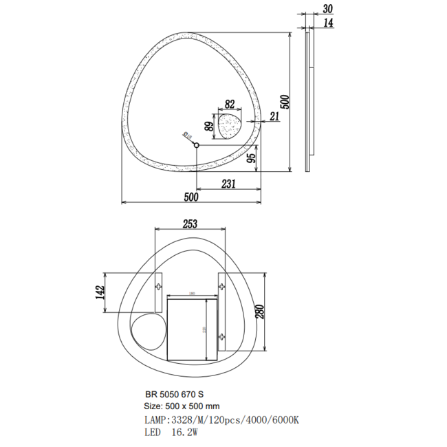 Alberi Nitida spiegel met indirect LED licht in drie afmetingen